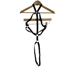 Women's Strappy Elastic Choker Harness O-Ring Black Medium